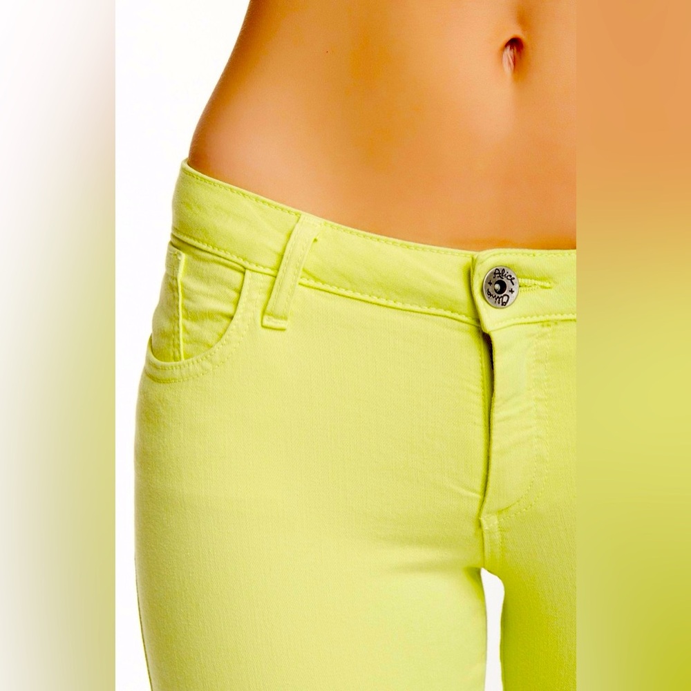 ALICE+OLIVIA ⚜️ POCKET SKINNY-STRETCH JEANS IN SUNNY LIME 🍋🟩 ✨NWT✨